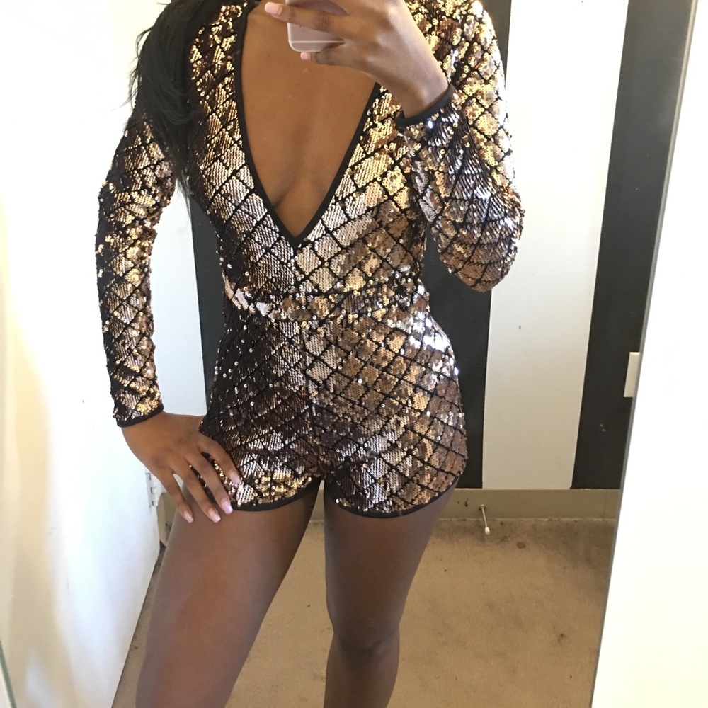 Long sleeved sequence romper