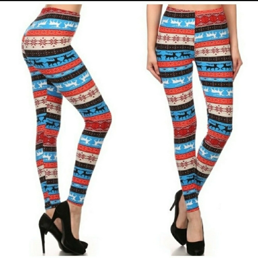 ❄️☃️HOLIDAY SPECIAL❄️☃️LAST PAIR!!❄Reindeer Fairisle Legging❄🌲 - Picture 2 of 2
