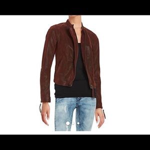 Free People Burgundy Faux Suede Moto Jacket