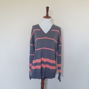 GAP Long Sleeve Striped V Neck Sweater