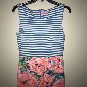 Lilly Pulitzer Blue Stripe Flower Dress, size 4