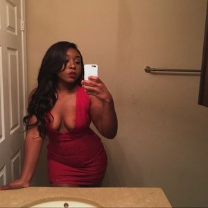 Deep V Red bodycon dress