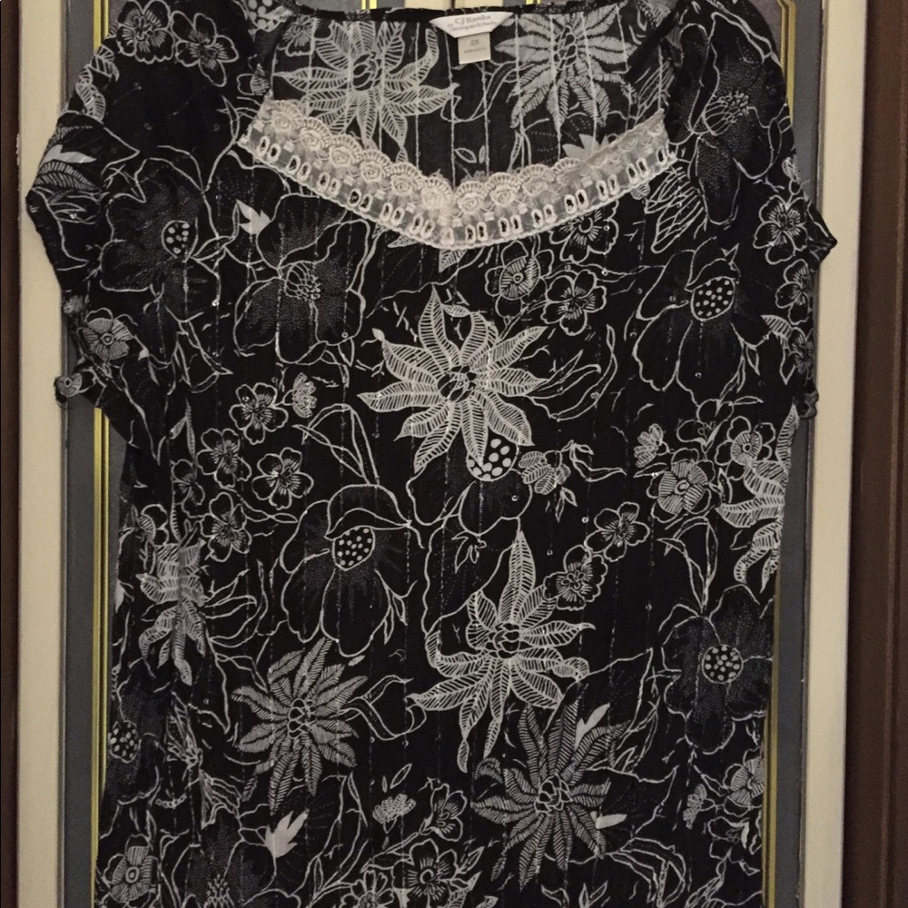 Black & White short sleeve sequin top