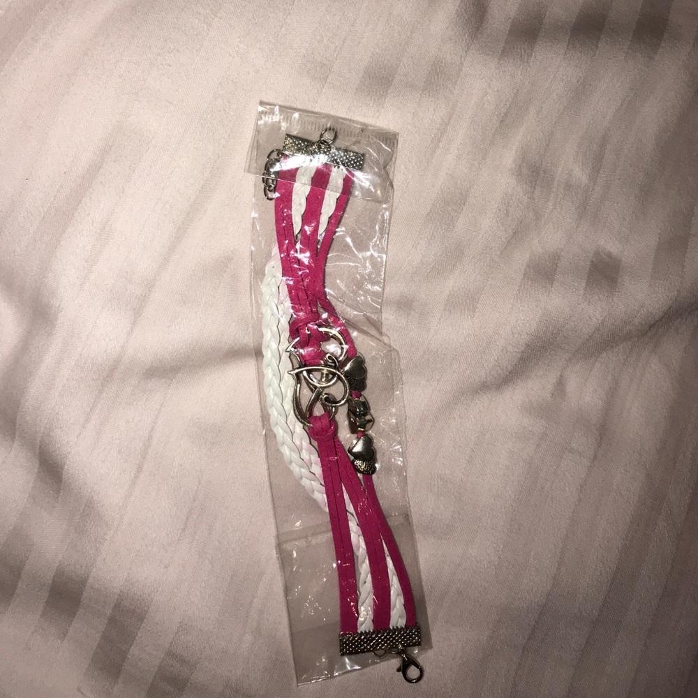 Pink and white bracelet