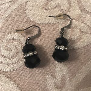Black and Silver Beaded Earrings