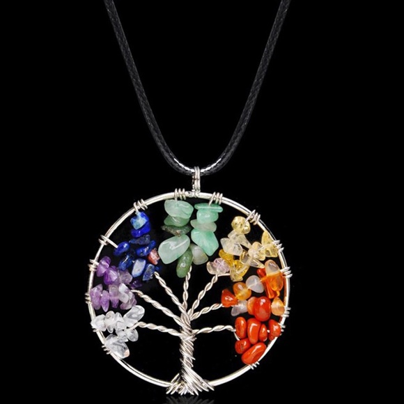 Jewelry - Handmade bohemian natural stone pendant necklace