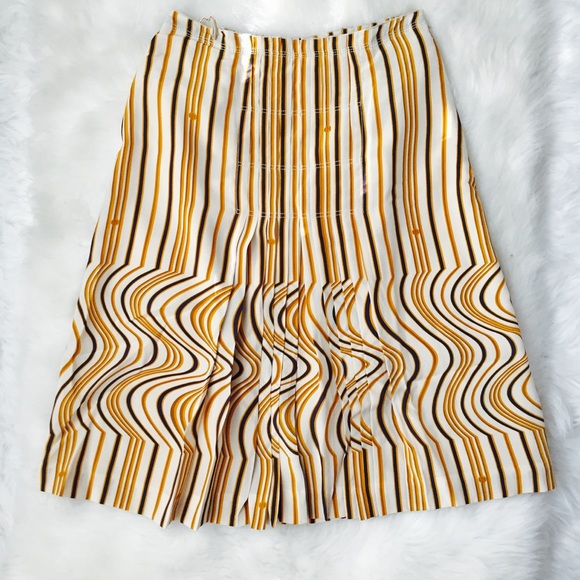 TORY BURCH Striped & Swirls Pleated Skirt Sz 2