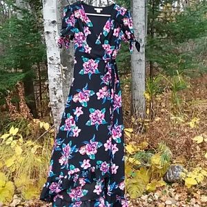 Floral maxi wrap dress