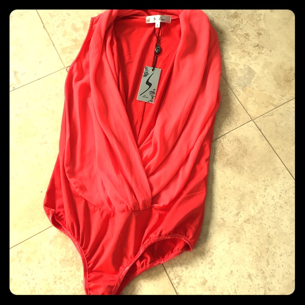 Orange/coral body suit