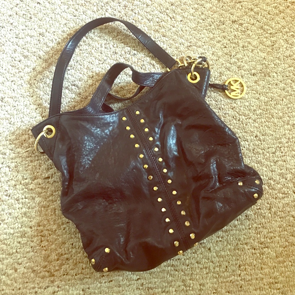 Authentic Michael Kors Black Purse / Gold studs