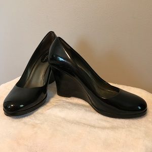 Cole haan black patent leather wedge