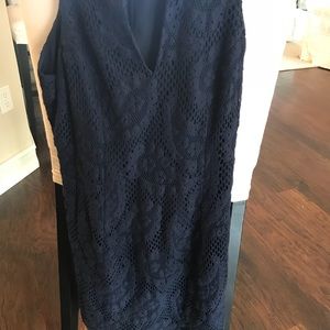 Lilly Pulitzer Blue crocheted V neck dress, size 6