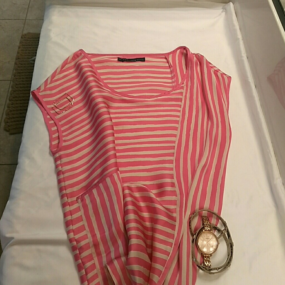 Zara Pink and Tan blouse