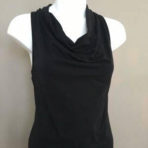 Black cotton tank, draped neckline