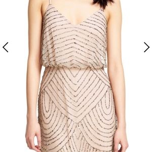 Adrianna Papell Art Deco Beaded Bluson Gown