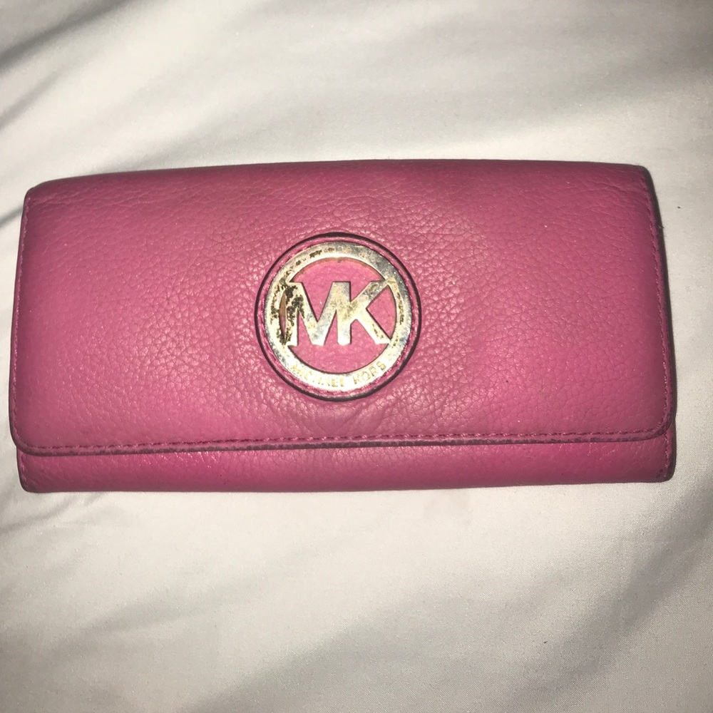 Pink leather MK wallet