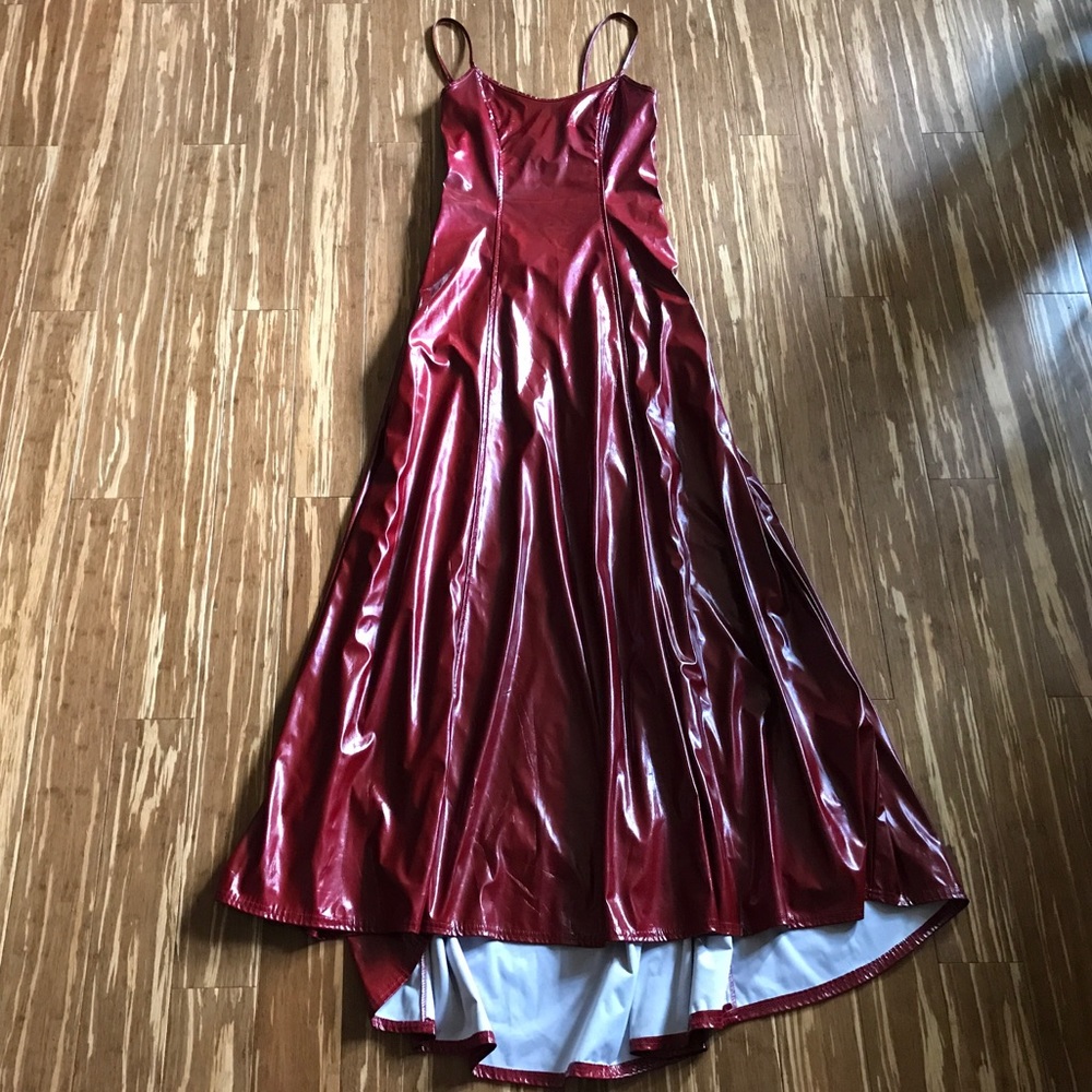 Red vinyl lip service Hot Topic maxi dress medium
