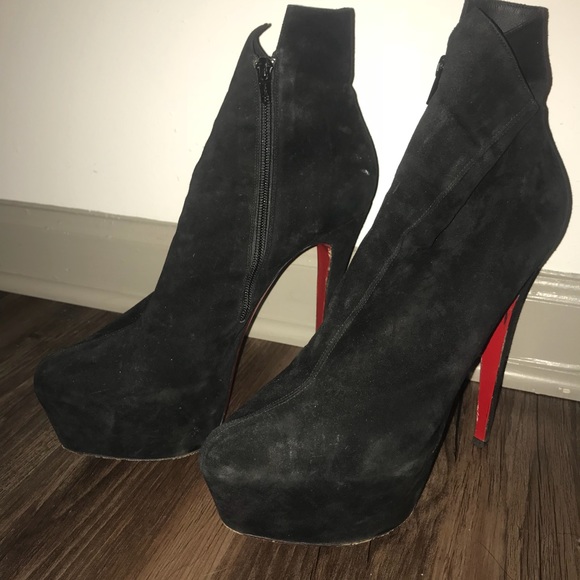 Christian Louboutin Blk Suede PlatformAnkle Boots - Picture 2 of 3
