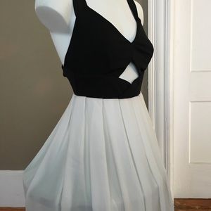 Black & white color block cut out open back
