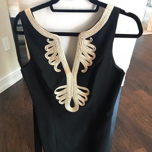 Lilly Pulitzer black V neck dress, size 6