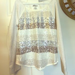 Love Express sequin and lace sweater
