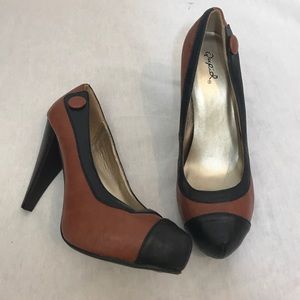 Qupid Brown & Black Heels Qupid Brown & Black Heels