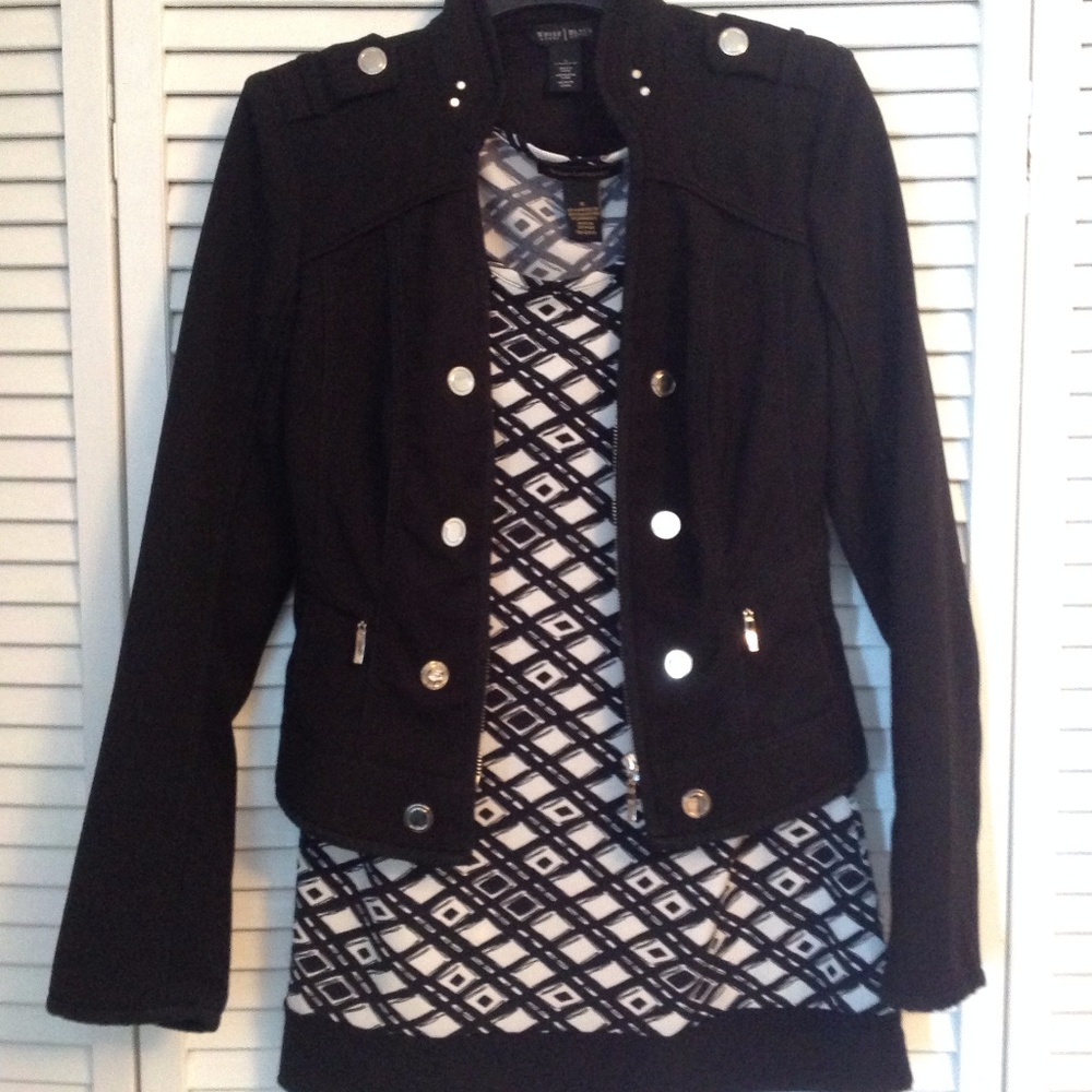 WHBM Black Cropped Military Jacket