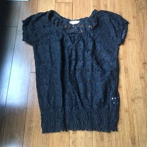 Derek Heart Lace Black Shirt