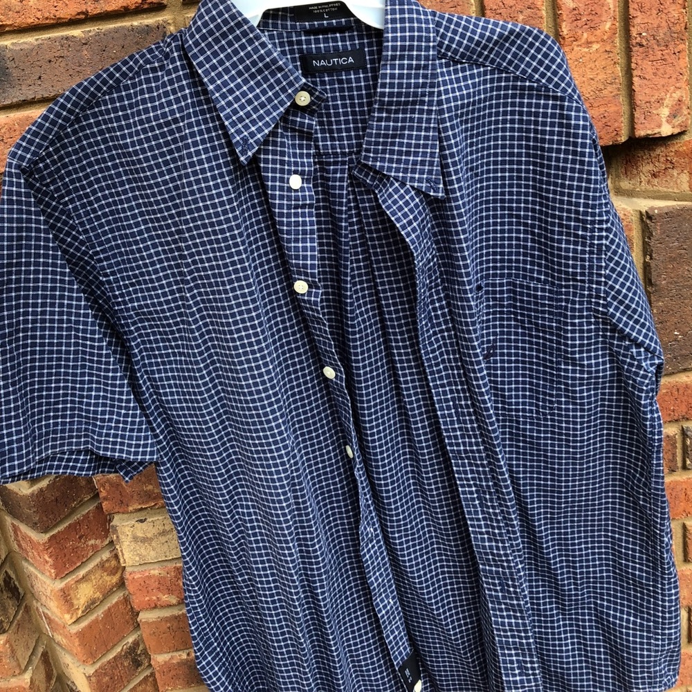 Men’s large Nautical short sleeve dress shirt