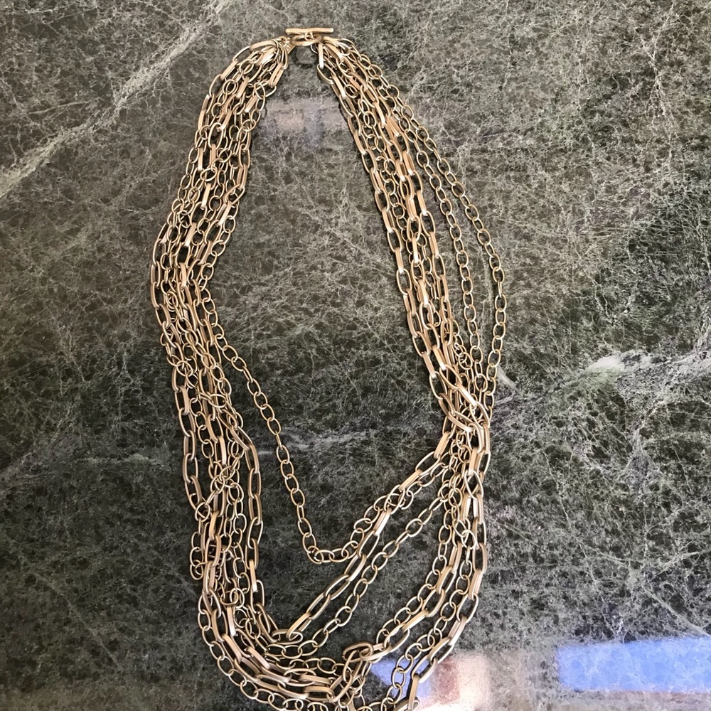 Matte gold multi strand necklace