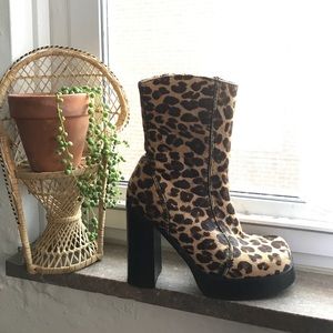 Steve Madden Leopard Platform Ankle Boots