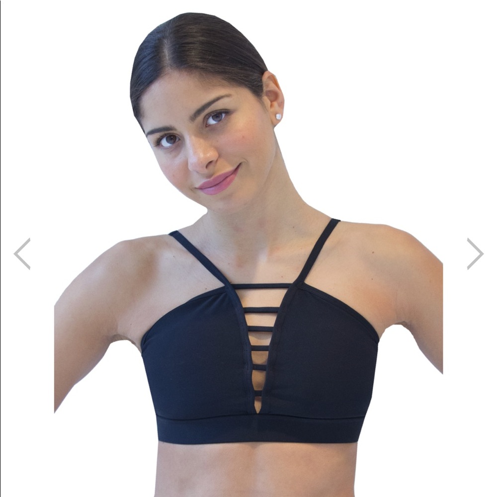 Strappy sports bra font caged style