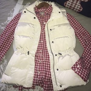 Plaid red/ white flannel button down banana shirt