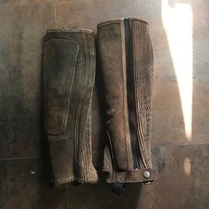 Brown suede half chaps
