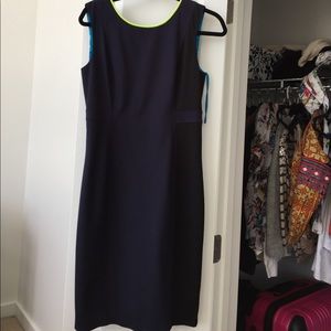 Stretchy black and blue dress with pop of neon