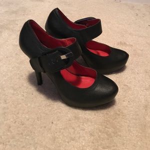 Strapped black heels