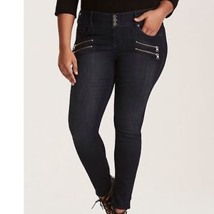 Torrid Stretch Multi Zip Jeggings Dark Wash