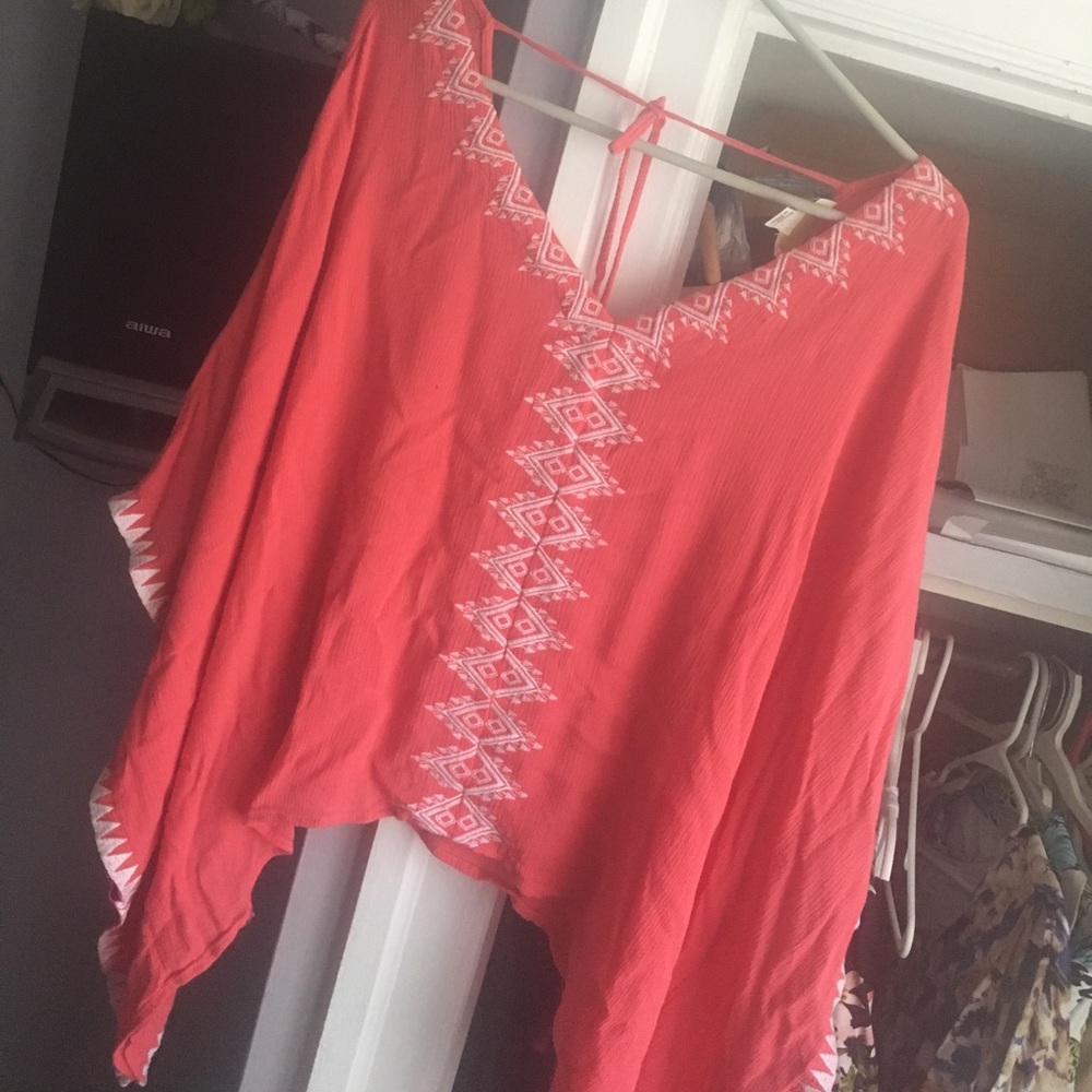 Peach tribal Poncho