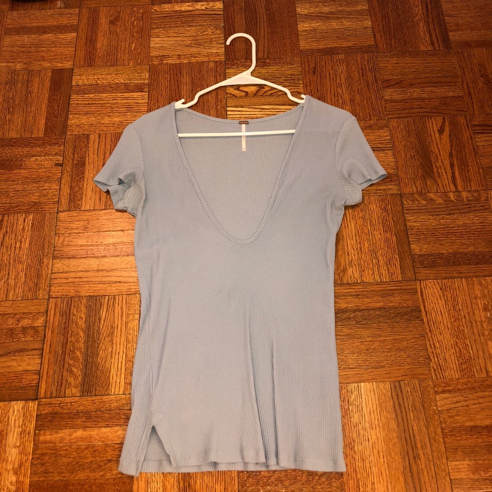 Low cut Free People shirt in light blue