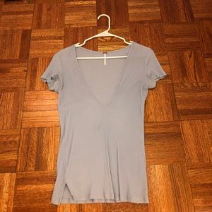 Low cut Free People shirt in light blue