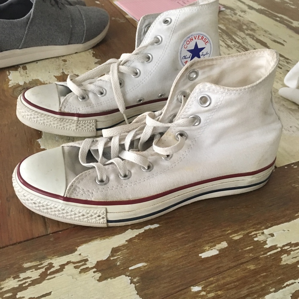 White, high top, converse size 7