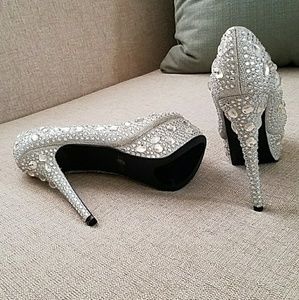 Make An Offer Silver Rhinestone Heels