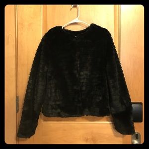 Black faux fur coat