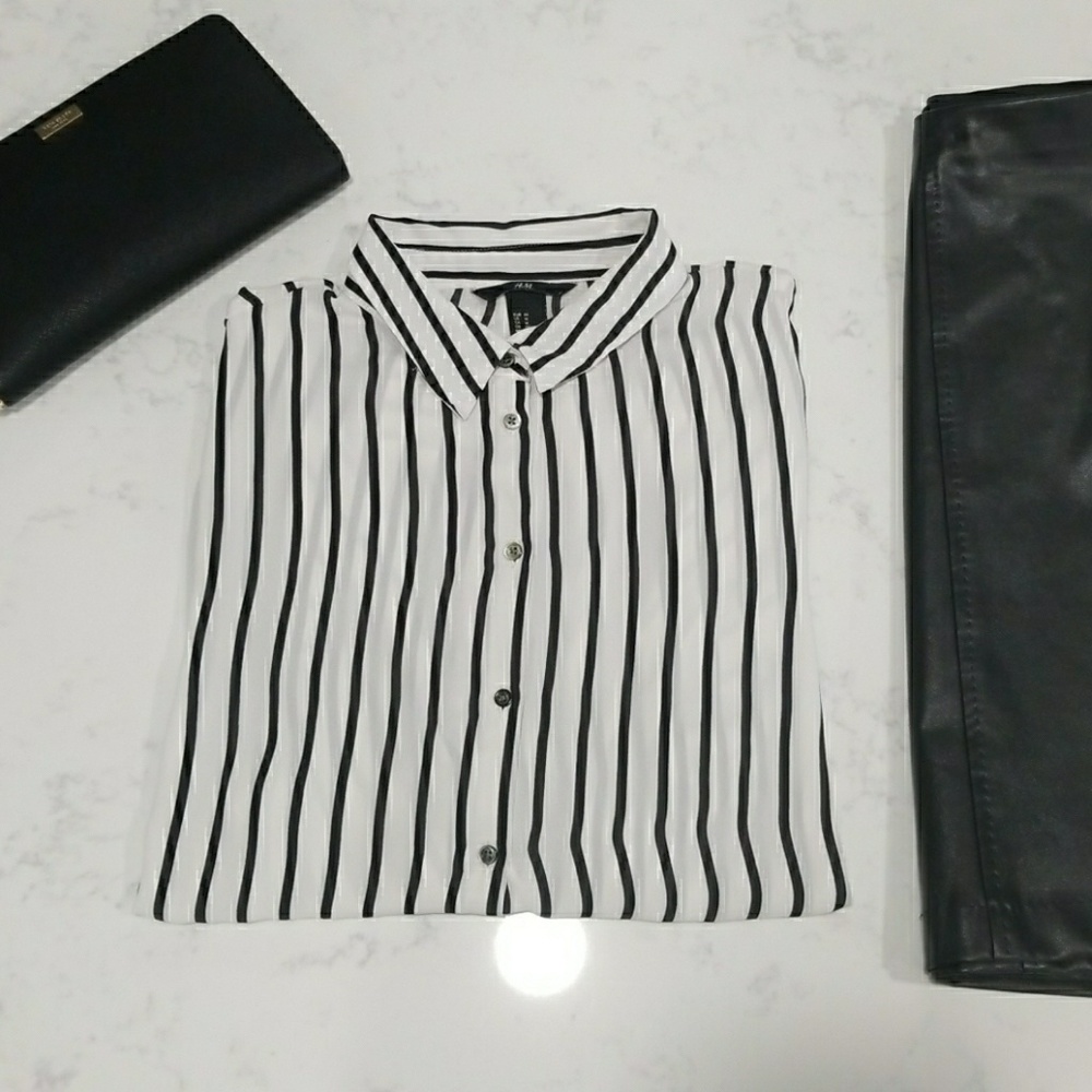 ENC H&M Striped Button Blouse