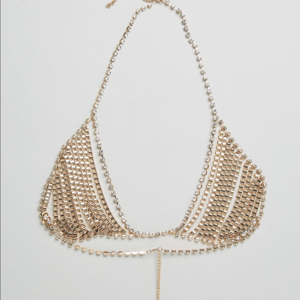 ASOS Rhinestone Body Chain Bra