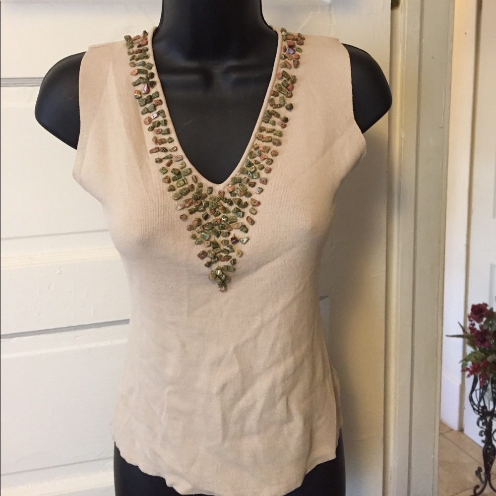 Women's size S tank top stretchy stone accents
