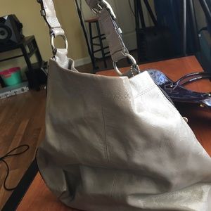 Grey leather tote