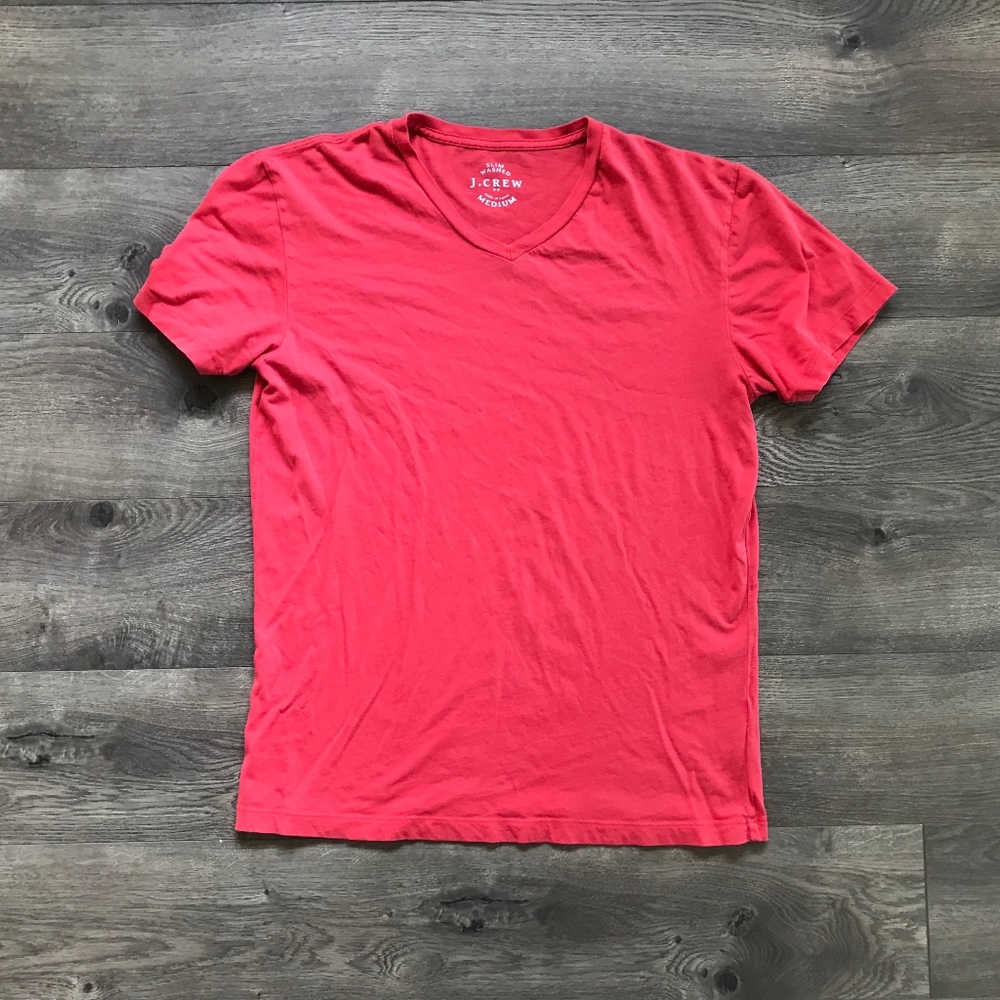 J. Crew Factory | Slim washed V-neck | RED/CORAL