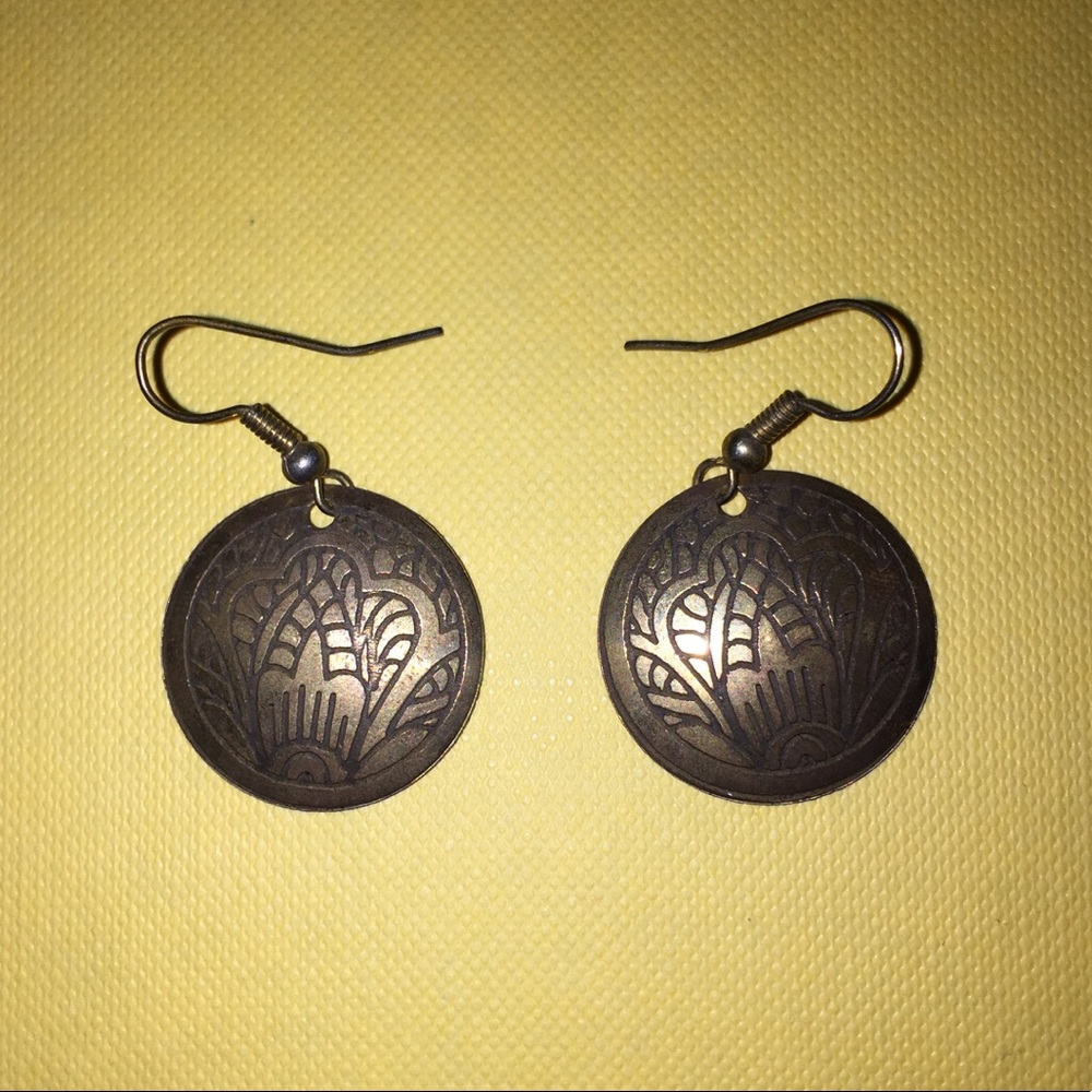 Traditional imprinted Palestinian art earrings