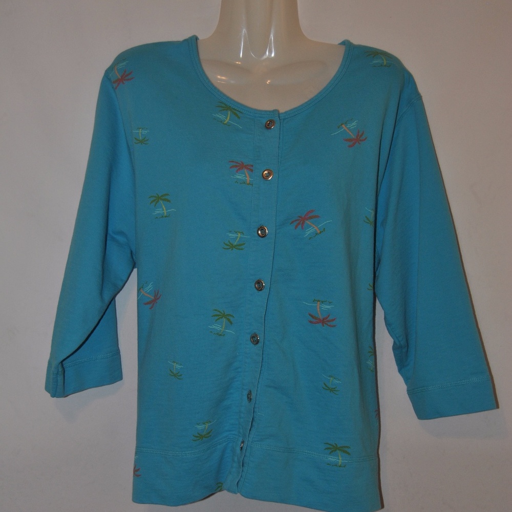 cotton culture blue button-up sweater